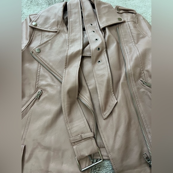 Salmon colored faux leather jacket, size small - Picture 2 of 4